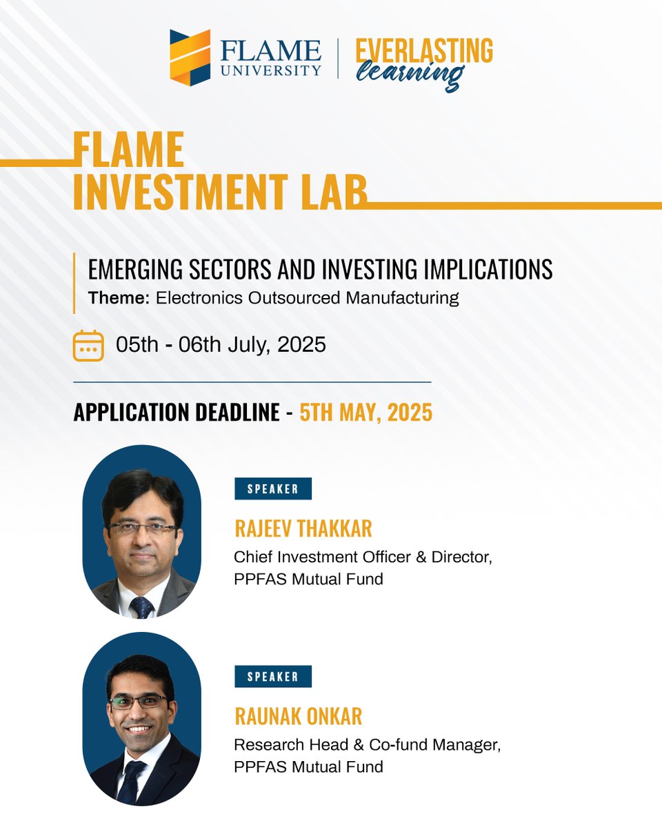 5 Days to Go!

Take your investment knowledge to the next level with the Summer FLAME Investment Lab (FIL), an epicenter for value investing in India.

Sharpen your analytical skills, develop robust investment strategies, and gain practical, hands-on experience under the guidance
