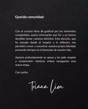 revistaronda's tweet photo. #FernandoLozada y #Triana confirman su separación 💔

Después de compartir momentos especiales juntos, la pareja ha decidido tomar caminos distintos. https://t.co/83jzGUAaXR