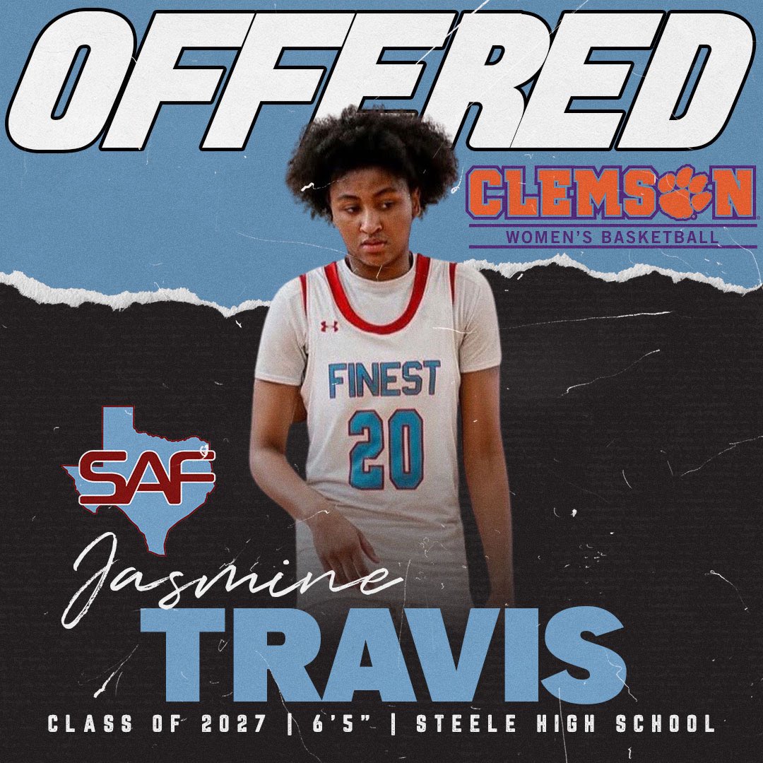 Jasmine Travis (@jasmine_travis0) on Twitter photo After a great conversation with assistant coach <a href="/katelyngrisillo/">Katelyn Grisillo (KG)</a> and head coach <a href="/Coach_Poppie/">Shawn Poppie</a> , I am blessed to receive an offer from <a href="/ClemsonWBB/">Clemson Women's Basketball</a>. Looking forward to building this relationship! <a href="/SAFinestbball/">SA Finest Basketball</a> <a href="/slkbasketball/">Steele Girls Bball</a> After a great conversation with assistant coach <a href="/katelyngrisillo/">Katelyn Grisillo (KG)</a> and head coach <a href="/Coach_Poppie/">Shawn Poppie</a> , I am blessed to receive an offer from <a href="/ClemsonWBB/">Clemson Women's Basketball</a>. Looking forward to building this relationship! <a href="/SAFinestbball/">SA Finest Basketball</a> <a href="/slkbasketball/">Steele Girls Bball</a>