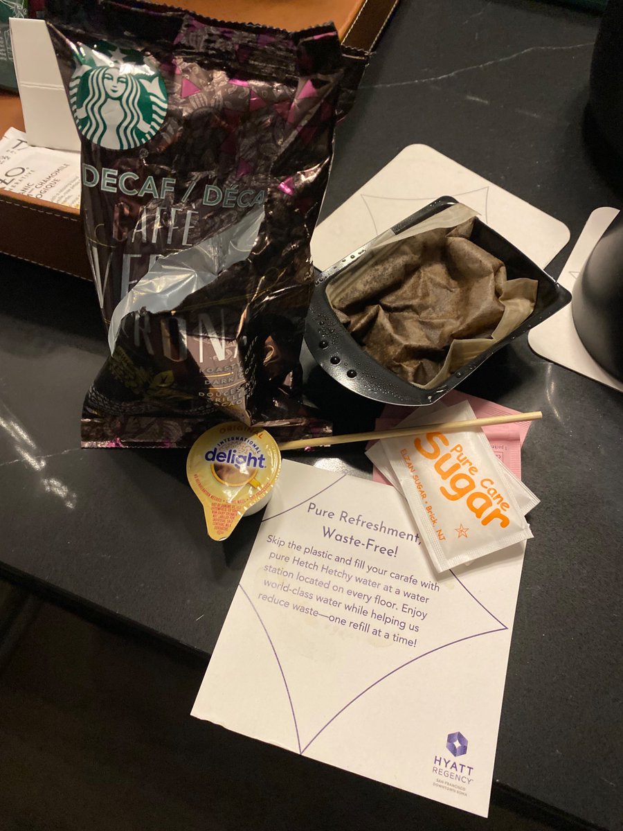 Samuel_A_Willis's tweet photo. @HRSFSOMA appreciate the water machine to reduce waste but I think the @Starbucks coffee / CV1 machines need some attention. The little tray for the coffee bag could be reusable and you shouldn’t have to open an entire condiment kit for one creamer. All this waste for 1 cup 😭💔 https://t.co/YeP9rAkTL5
