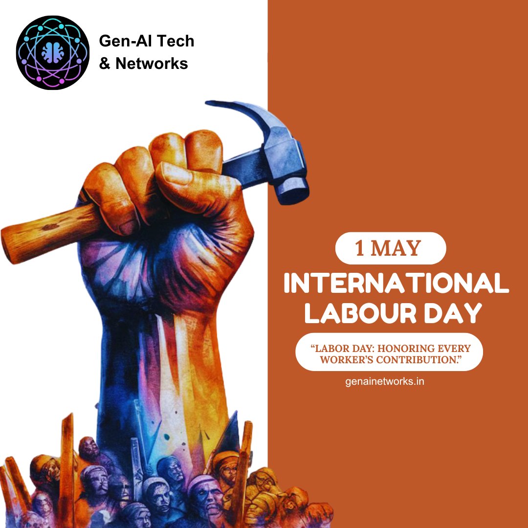 neural_genai's tweet image. &quot;On this International Labour Day, Gen-AI Tech &amp;amp; Networks salutes the strength, dedication, and resilience of every worker. Together, we build the future - one effort at a time.

#LabourDay #InternationalWorkersDay #GenAITech #WorkersPower #HonoringWorkers #1May #AIForGood