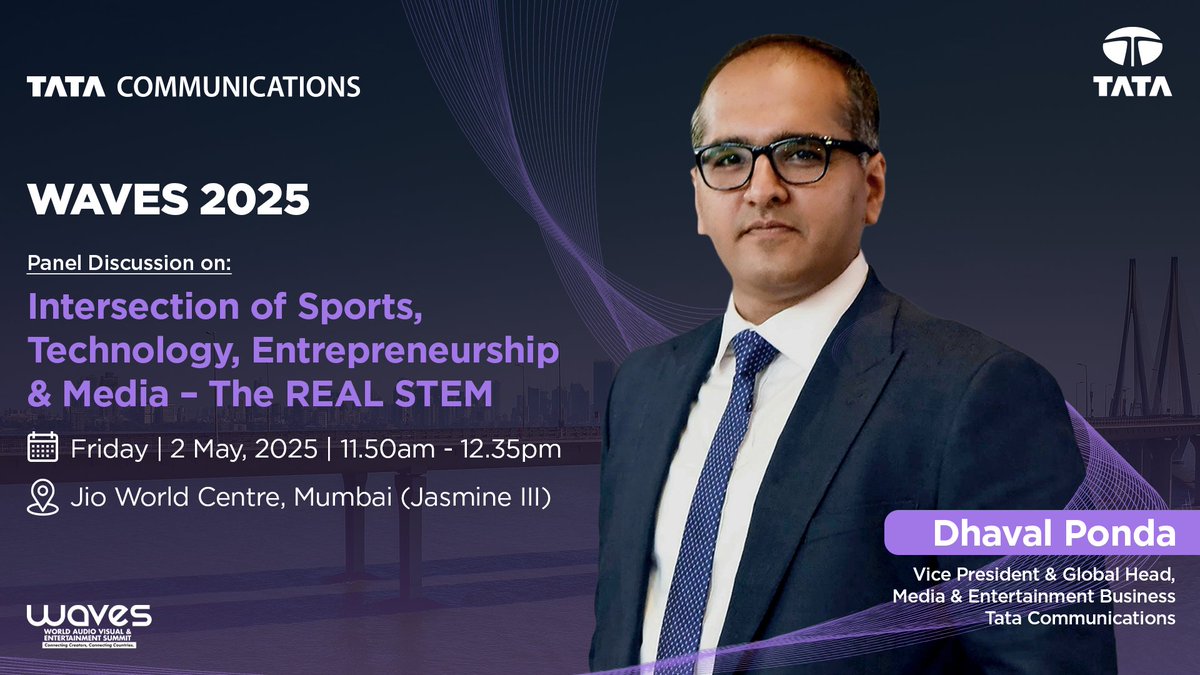At the crossroads of content and code lies the infrastructure that’s redefining how we create, deliver, and experience media.

Join Dhaval Ponda, of #TataCommunications, at #WAVES2025, as he discusses how emerging trends are transforming the industry, during an insightful panel