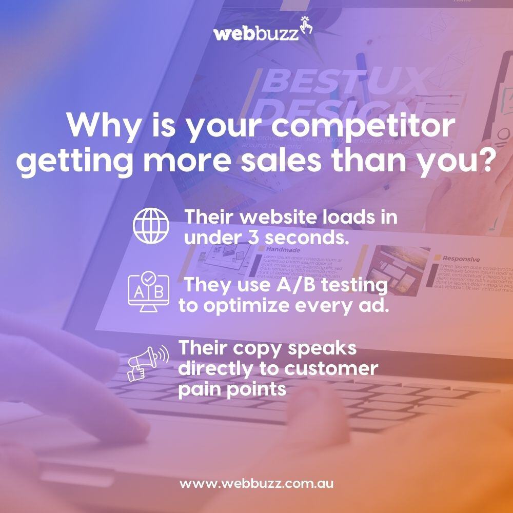 💡 Why is your competitor getting more sales than you?

✅ Their website loads in under 3 seconds.
✅ They use A/B testing to optimize every ad.
✅ Their copy speaks directly to customer pain points.

Want to level up? We can help. 📩