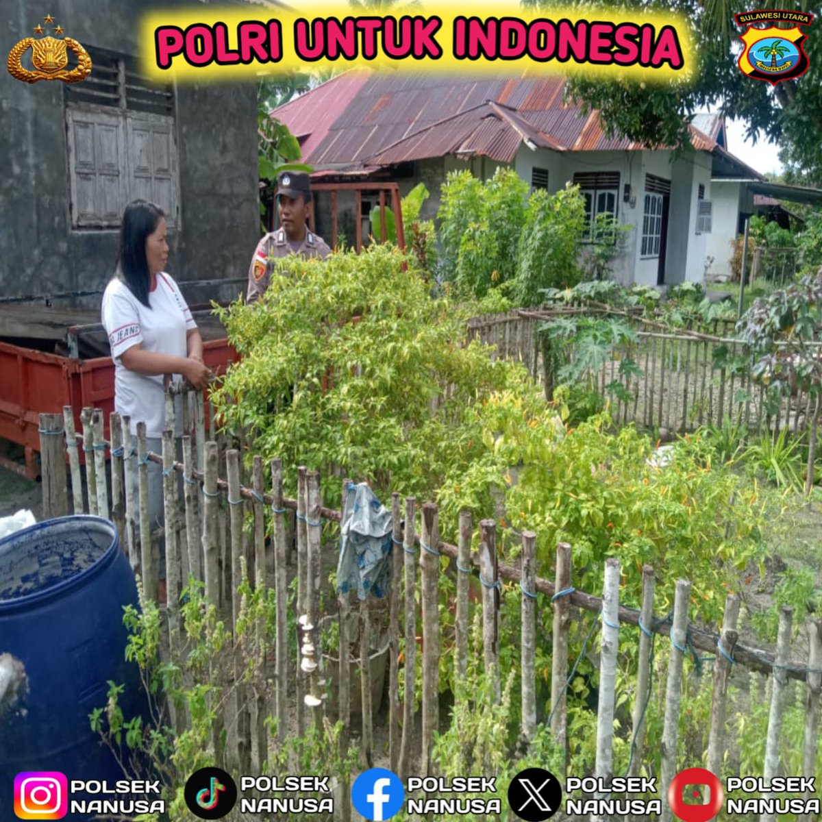 StsBara's tweet photo. Polisi penggerak Polsek Nanusa Bripka R G. Sahoa melalsanakan sambang dilahan pekarangan milik warga di desa Karatung tengah kec Nanusa kab kepulauan Talaud untuk mendukung program ketahanan pangan nasional. 
@poldasulut_
@birosdm_sulut
#Ketahananpoldasulut https://t.co/glP5ua1K54