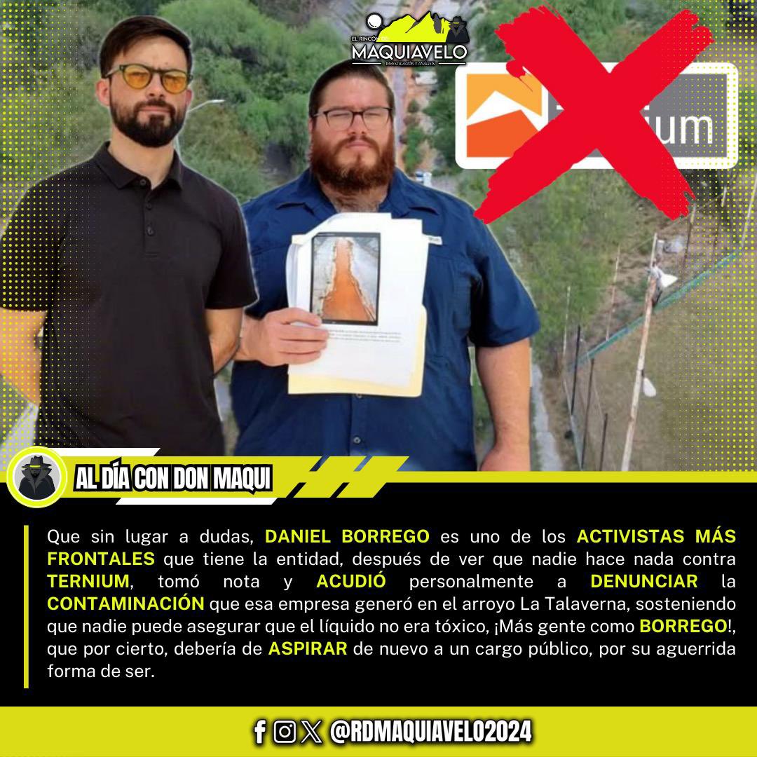 El Rincón de Maquiavelo (@rdmaquiavelo) on Twitter photo AL DÍA CON DON MAQUI
POR: YARESSI ORTEGA
30/04/2025
Daniel Borrego (<a href="/DanielBorrego87/">José Daniel Borrego</a>) #denuncia penalmente a #Ternium AL DÍA CON DON MAQUI
POR: YARESSI ORTEGA
30/04/2025
Daniel Borrego (<a href="/DanielBorrego87/">José Daniel Borrego</a>) #denuncia penalmente a #Ternium