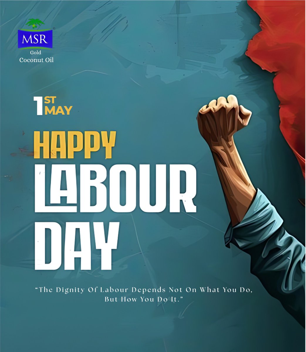 msr_coconutoil_'s tweet photo. @msr_coconutoil_ Happy Labour's Day to all 💐✨

"The dignity of labour depends not on what you do, but how you do it."

#MSR #MSRCoconutOil #labourday #labour #may1st #happylife❤️ #joy https://t.co/nDepVXlQkz