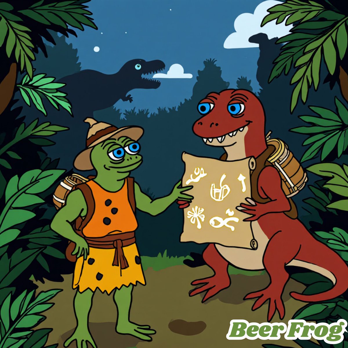 BeerFrogETH's tweet photo. Lost $FROG. 🐸📜🍻
The shard’s past lies ahead… if they survive dino detours.
#Beerfrog #FrogLore #Frogverse https://t.co/iTXb7We6xU