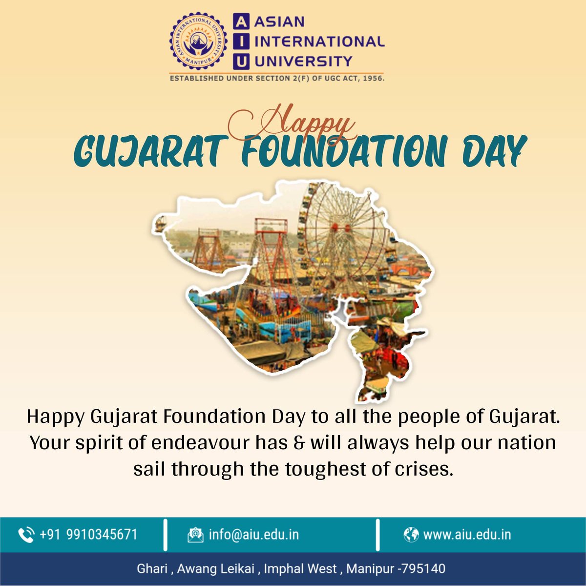 AsianInternati5's tweet image. 🏵️ Happy Gujarat Foundation Day from Asian International University! 🏵️
On this special occasion, we celebrate the vibrant spirit, rich heritage, and remarkable progress of Gujarat.

#HeritageAndProgress #UnityAndInnovation #PrideOfGujarat #AsianInternationalUniversity