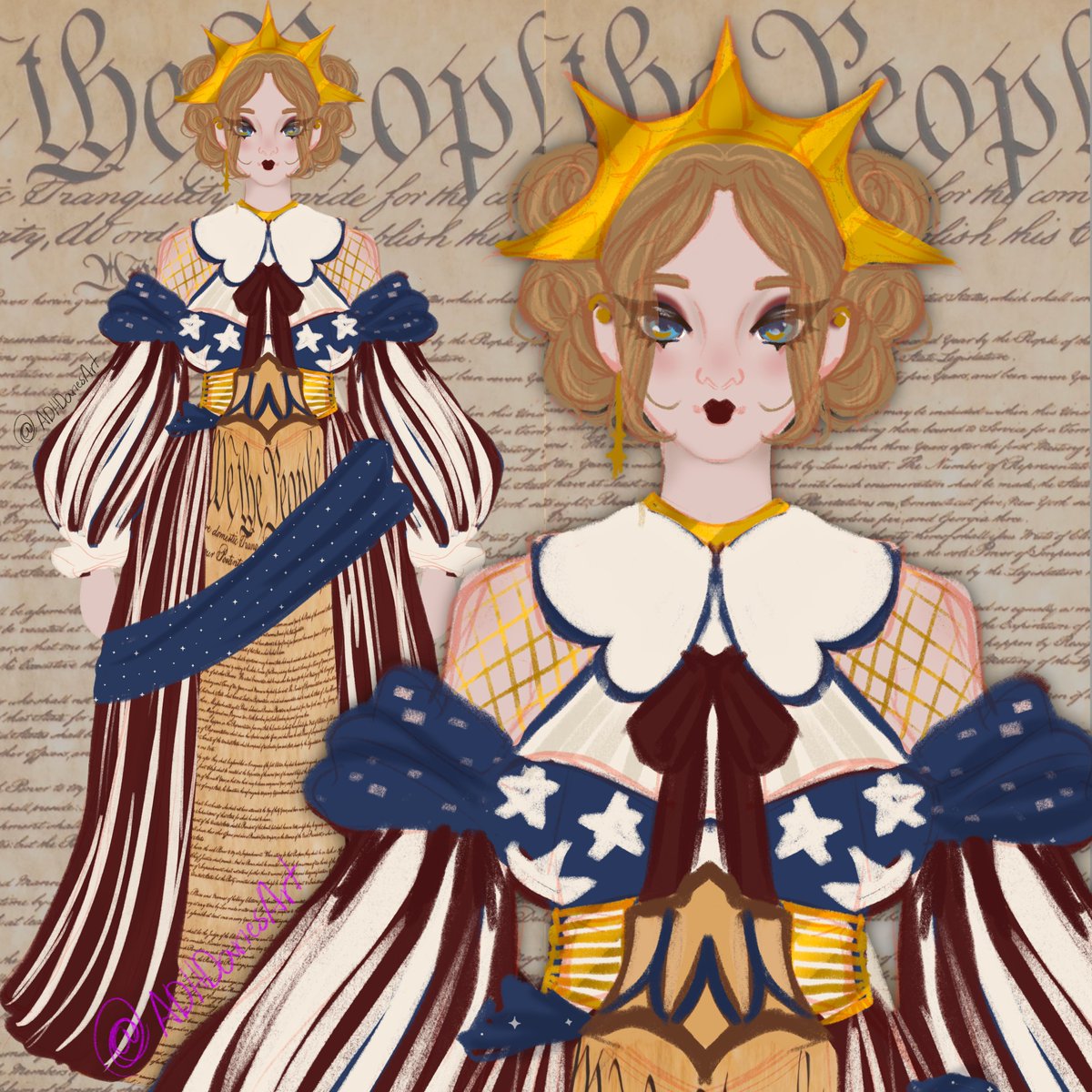 AdhdAriesArt's tweet image. so i wanted to make the declaration of independence into a vtuber.... this is what i made so far