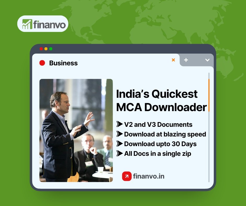 FinanvoIN's tweet photo. India's Quickest MCA Downloader⚡

✅V2 &amp;V3 Docs
✅Download 30 Days in 1 Click
✅One Zip, Blazing Fast

👉Try it now https://t.co/iI8Pe7p8KT

#Startuplndia #MCA #ComplianceSimplified #Finanvo https://t.co/UGYJoeeDrh