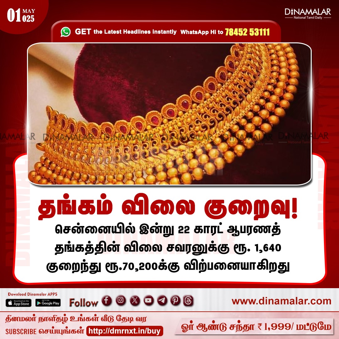 dinamalarweb's tweet photo. தங்கம் விலை குறைவு!
#gold | #goldrate | #todaygoldarate | #jewells
https://t.co/y4W3uzOWeZ https://t.co/olYLKqFM5e