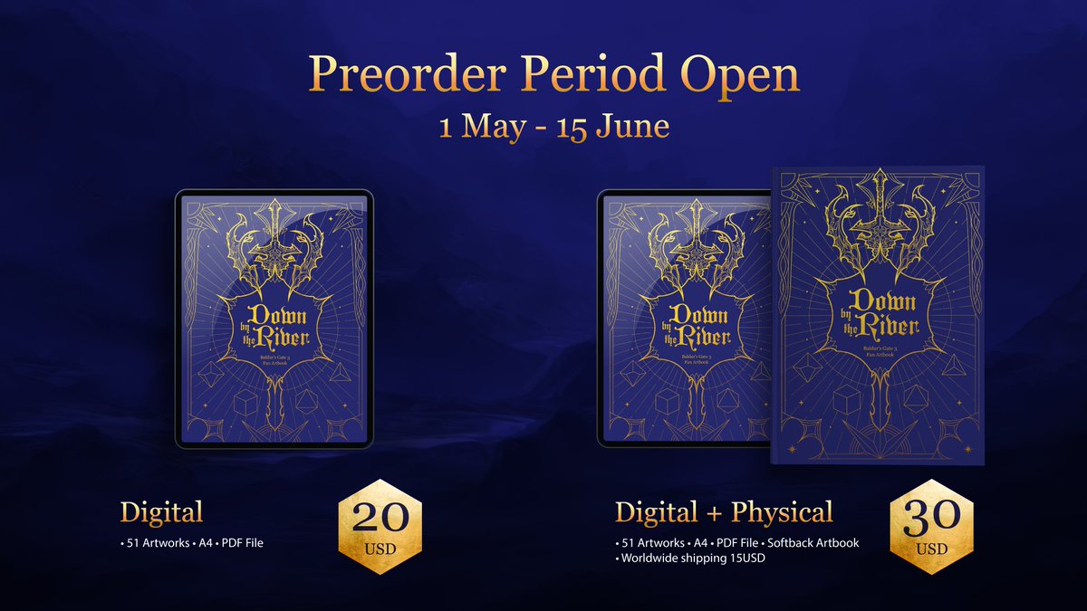 Loveliest Baldurians!

It’s finally time for the last act of our adventure: Preorders are now officially open until the 15th of June.
You can choose between a Digital only or a Digital and Physical version.

Link below ⬇️

#BG3 #BaldursGate3 #BG3Artbook