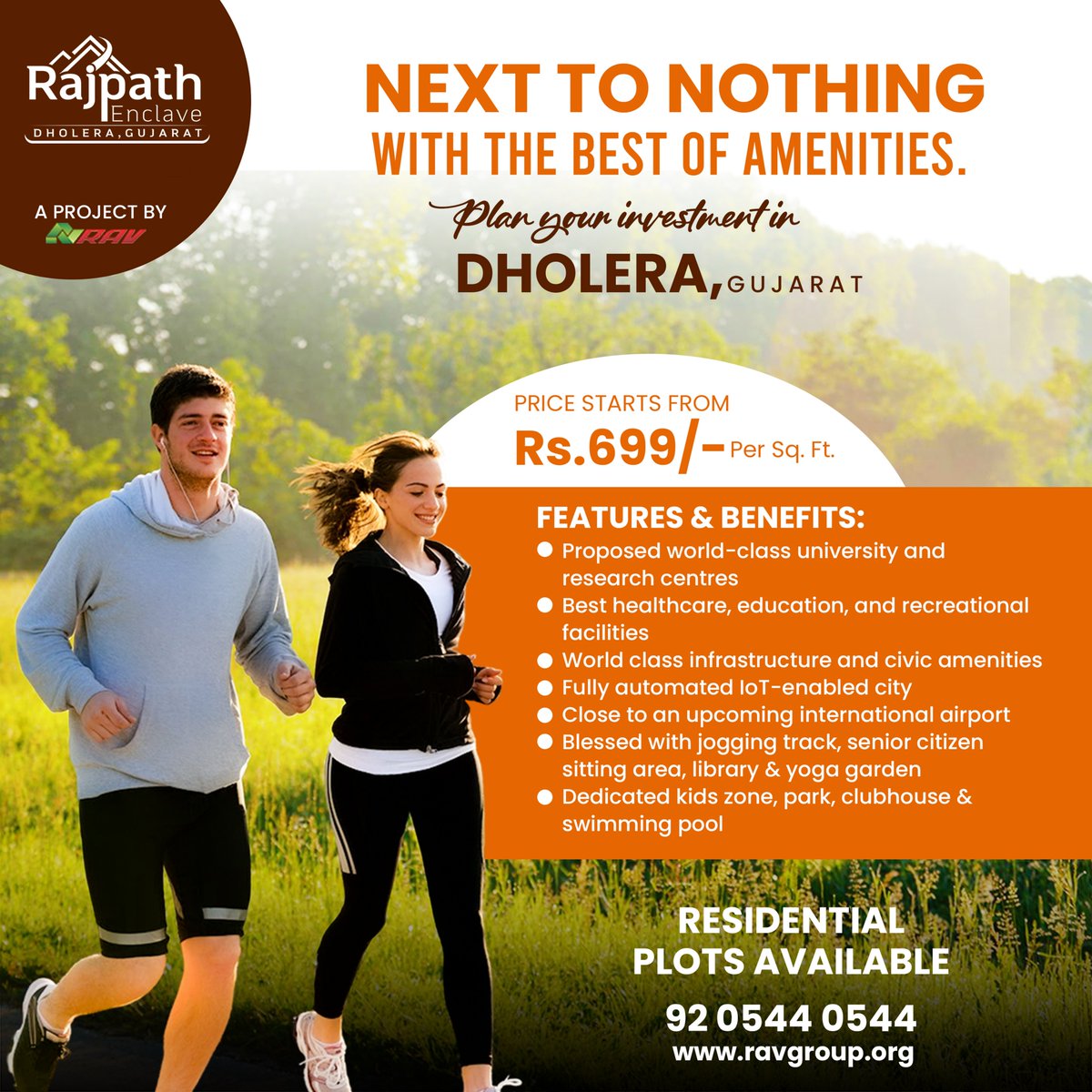 RAVGroupOficial's tweet photo. Own a piece of the future at just ₹699/sq. ft!
World-class living, premium amenities, and smart city vibes — only at Rajpath Enclave, Dholera.
📞 Call now: 92 0544 0544 | 🌐 https://t.co/l95PtdFSNd
#DholeraSmartCity #RajpathEnclave #RAVGroup #PropertyInvestment #SmartLiving https://t.co/QIi0Z2N9Cy