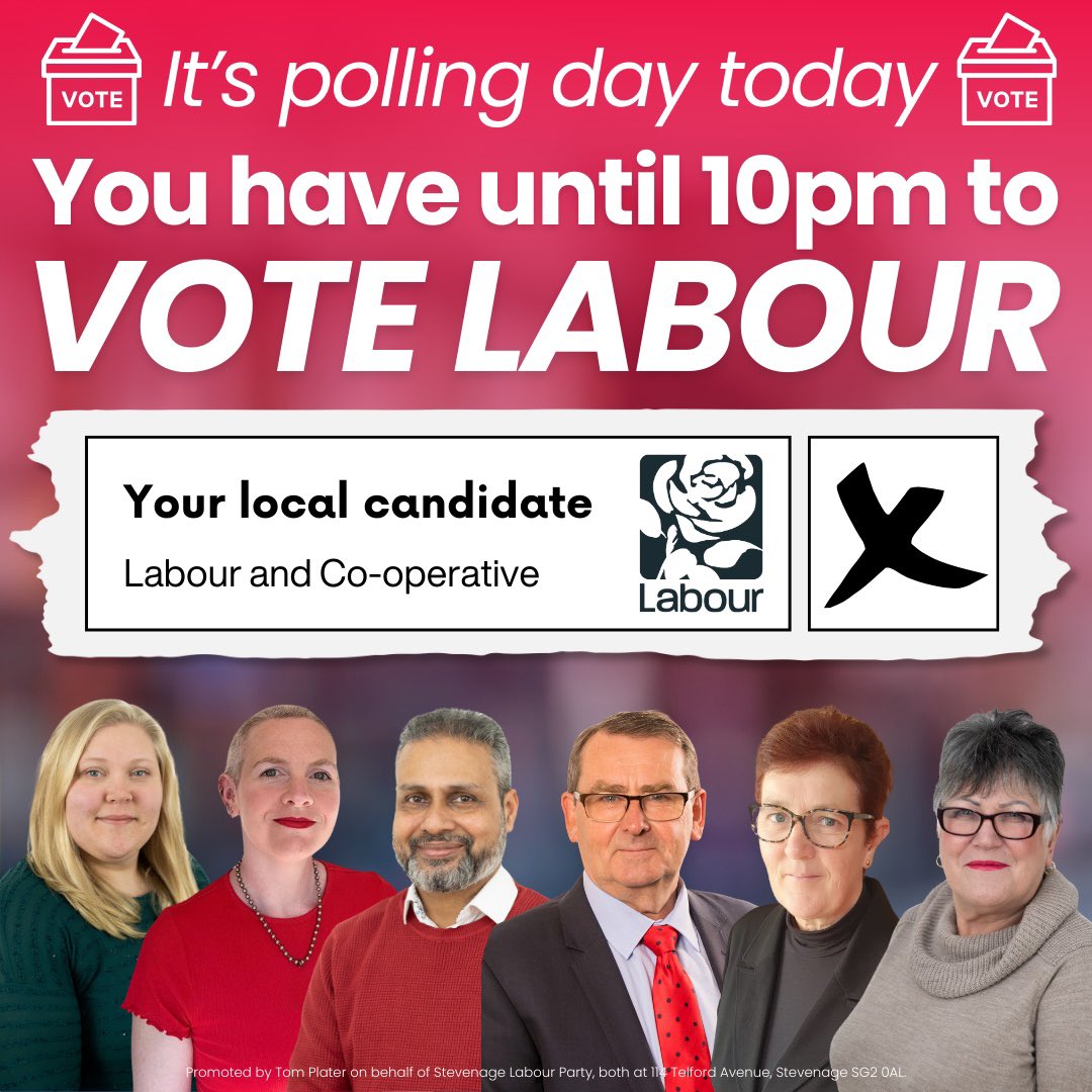 Vote for your local Labour candidate by 10pm today 🗳️ Don't forget your Photo ID 🪪

The choice is clear: elect an unseen, unbothered Conservative County Councillor OR support hardworking, local Labour candidates with a plan for change 🔁

Vote Local, Vote Labour 🌹