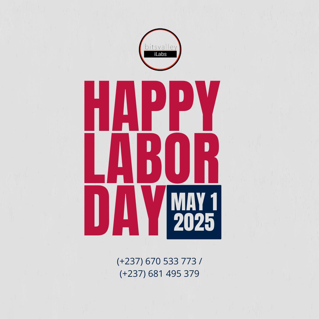 On this Labor Day, Bitsvalley iLabs honors the dedication and hard work of all professionals! Your commitment drives progress and innovation. 

Let's continue to grow and achieve together! 

+237 670 533 773 / +237 681 495 379  

#LaborDay #BitsvalleyiLabs