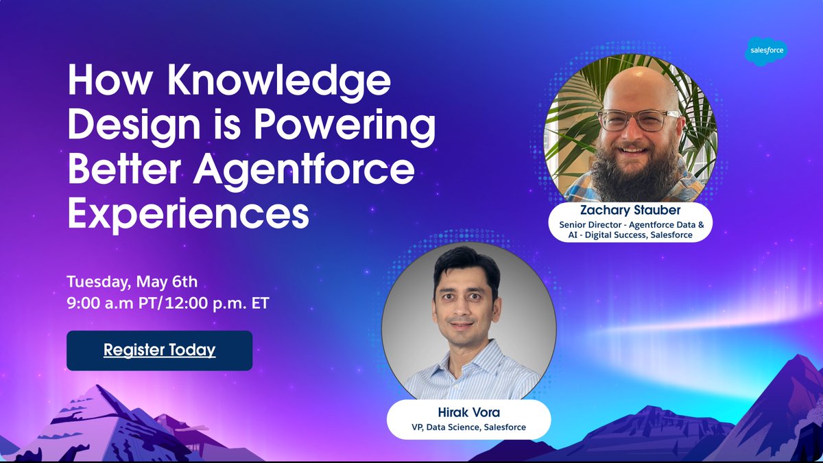AI needs trusted data to deliver trusted answers. Learn how Salesforce designs intelligent knowledge to feed Agentforce 📅 May 6th, 2025 | ⏰ 9:00 AM PDT | 12:00 PM EDT. Register now: sforce.co/3Rfv66V #Salesforce #Agentforce #Webinar