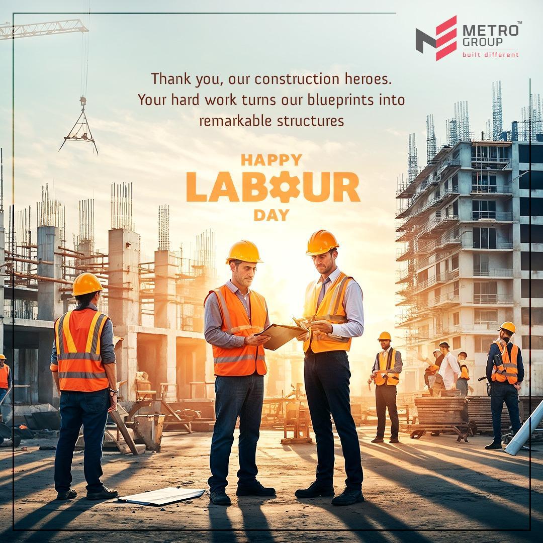 MetroGroupIndia's tweet photo. Metro Group wishes you a Happy Labour Day.  
Today, we salute the dedication, hard work, and commitment of every worker who builds the foundation of our progress brick by brick, dream by dream.
#LabourDay  #MetroGroup #RealEstate  #NaviMumbai  #SaluteToWorkers #BuildingTheFuture https://t.co/LRtjObi0uP