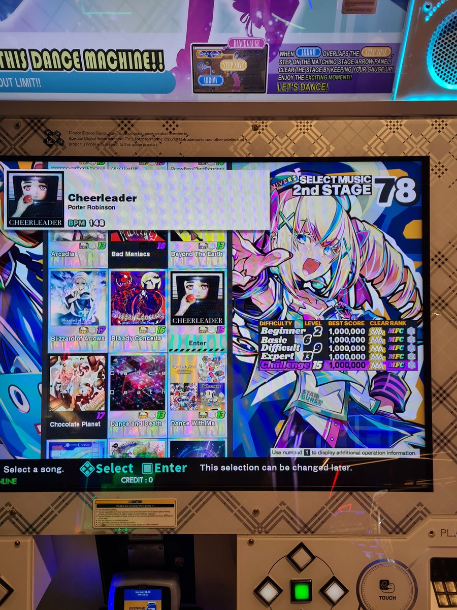 fly_IKARUS's tweet photo. Cheerleader CSP-15 1,000,000!!!
📣 MARVELOUS FULL COMBO!!! 📣
Level-15 MFC #58!!!
World First MFC!!!

The charts for Cheerleader and Knock Yourself Out XD are extremely fun!! Thank you @porterrobinson!!! https://t.co/hhm6eGmv52