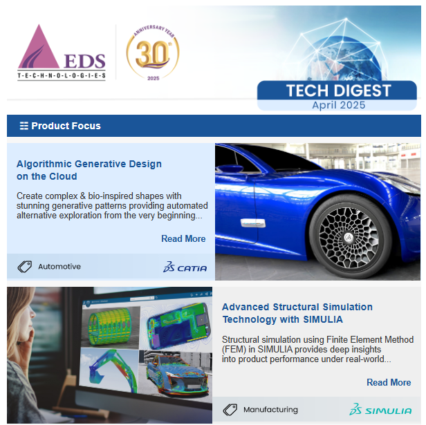 EDSTechnologies's tweet photo. Check out our April 2025 Newsletter!

https://t.co/FbHW2n29Ua

#newsalert #3dprinting #catiav5 #automotive #simulation #3DEXPERIENCE #synopsys #arcgis #edstechnologies https://t.co/eDIokox1Ko