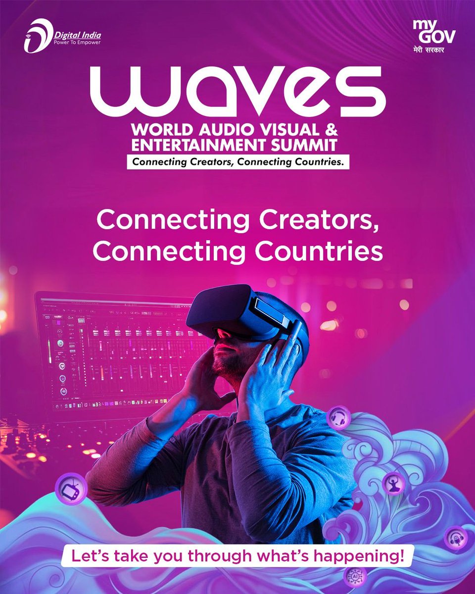 GoI_MeitY's tweet image. WAVES 2025 is not just an event—it’s a global celebration of creativity, media and innovation!

📍 Jio World Centre, Mumbai
🗓️1–4 May 2025

#WAVES2025 #CreateInIndiaChallenge #WAVESIndia
#WAVESummitIndia @MIB_India @WAVESummitIndia