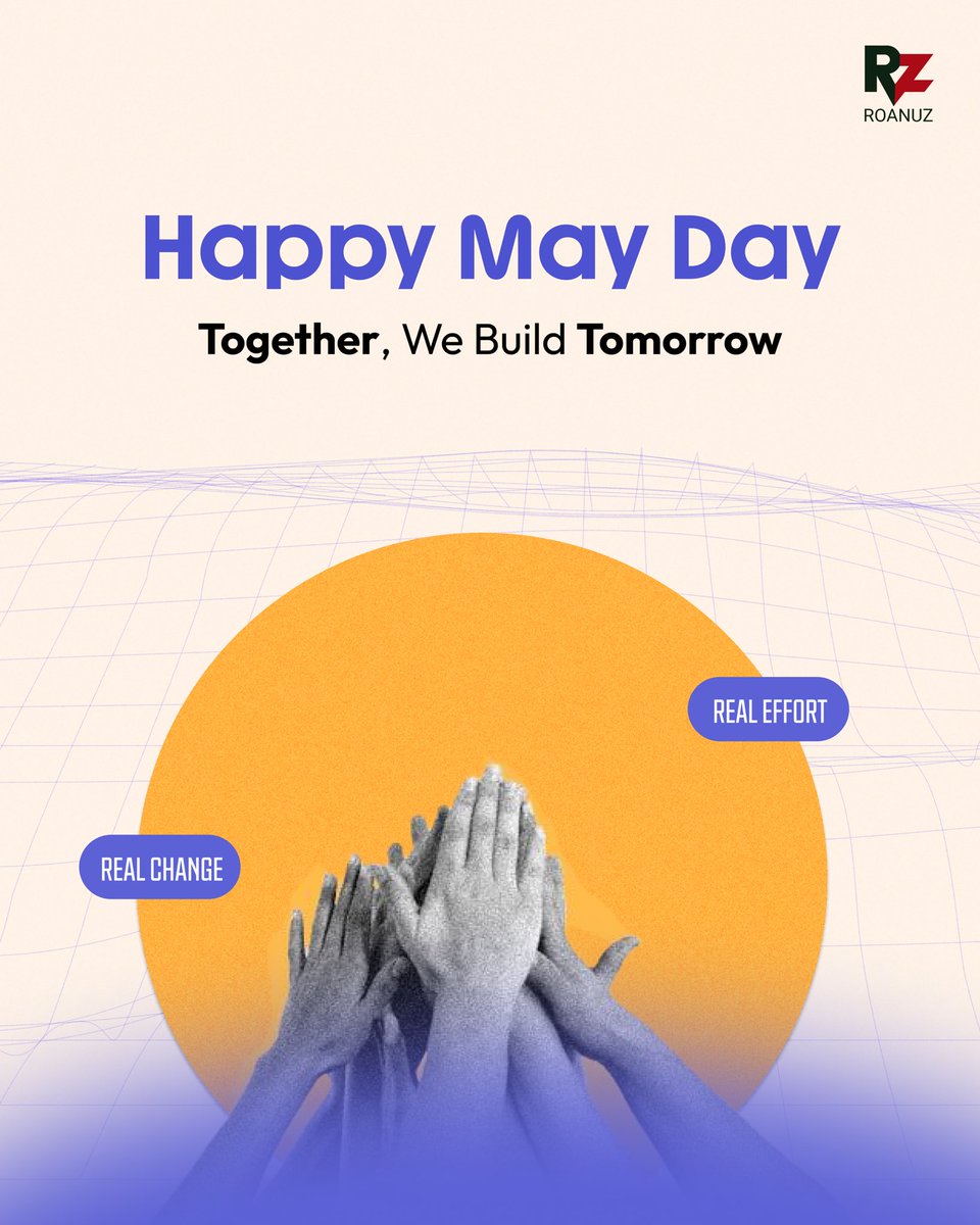 Happy May Day from Team Roanuz.
In 1886, it was the hands of factory workers that lit the spark for justice.

Today, it’s the hands of developers, delivery agents, designers, doctors-and millions more-who keep the world turning.

 #MayDay #LabourDay2025 #WorkersDay #PowerOfPeople