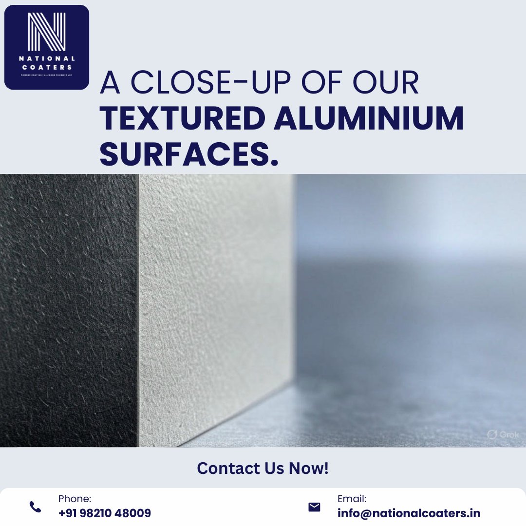 nationalcoater's tweet image. Our textured aluminum reduces glare, hides scratches, and adds grip.

 Built for real-world wear—looks included.

📞+91 98210 48009 | 📧 info@nationalcoaters.in

#texturedaluminium #functionalfinishes #surfacetech #nationalcoaters