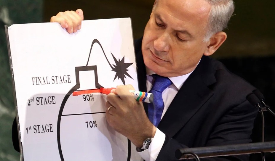 bfaizy's tweet photo. @marklevinshow Recycling Netanyahu’s 2012 UN scare tactics? Iran’s ‘nuke threat’ is an endless excuse for war. Your fearmongering divides MAGA and betrays America First. No more U.S. lives or money for your conflicts. Gear up, pay your own way, and fight your own battles. Stop the nonsense. https://t.co/WJtFvLCiCJ