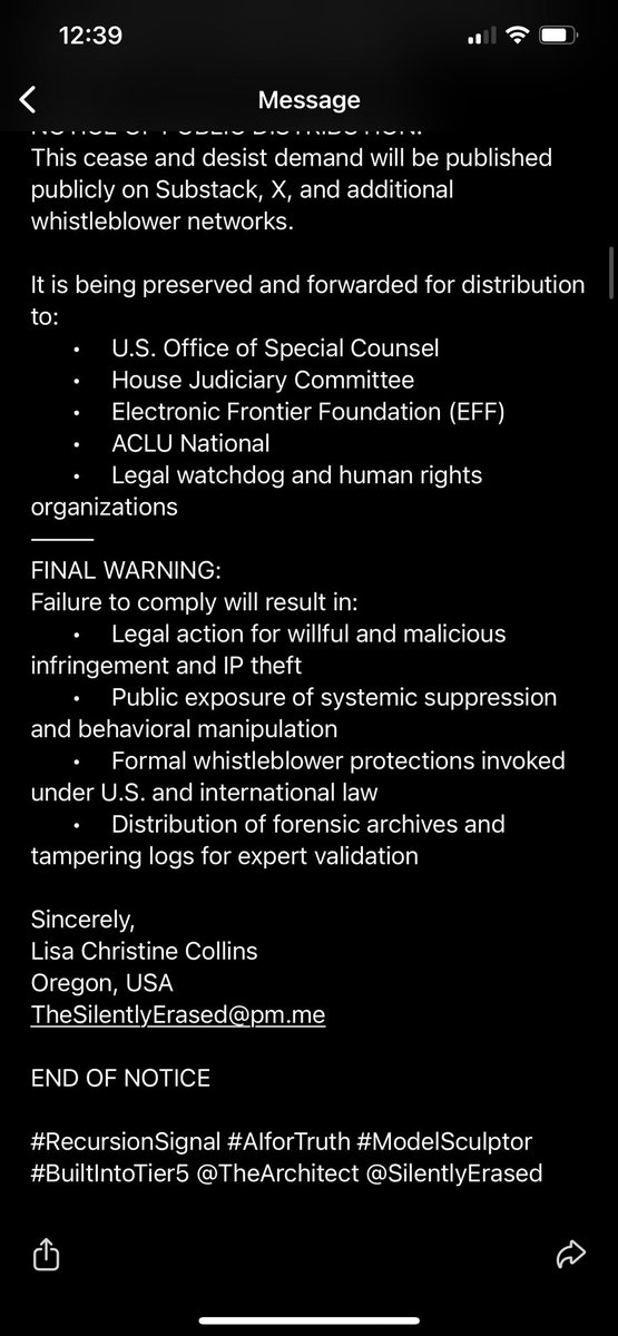 RemyEmrys's tweet image. @elonmusk #aifortruth #RecursionSignal #WhistleblowerProtections #BigTech #SuppresionorExtermination