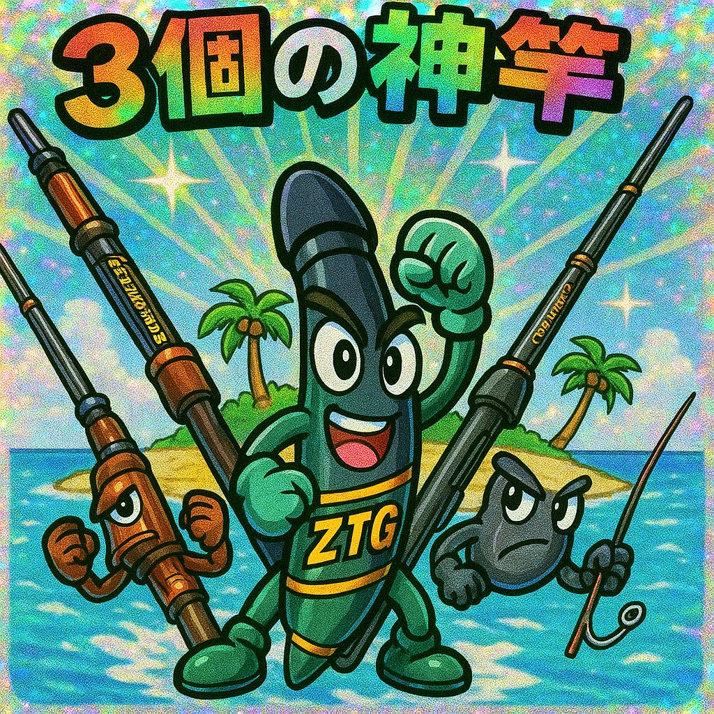 伊是名まで2日🌴🎣持っていく3個のロッドはこれにしよう🎵してイラスト化したら間違いなくアレよね💪✨
