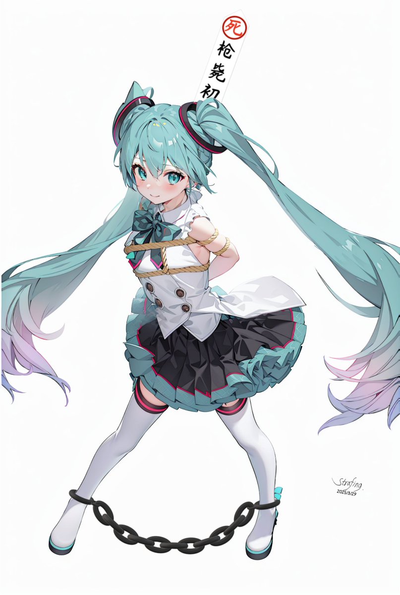 捆绑命运无归路，死镣起响魂难驻....
#死镣 #脚镣 #死刑犯 #死刑 #捆绑 #亡命牌
pixiv.net/artworks/12991…