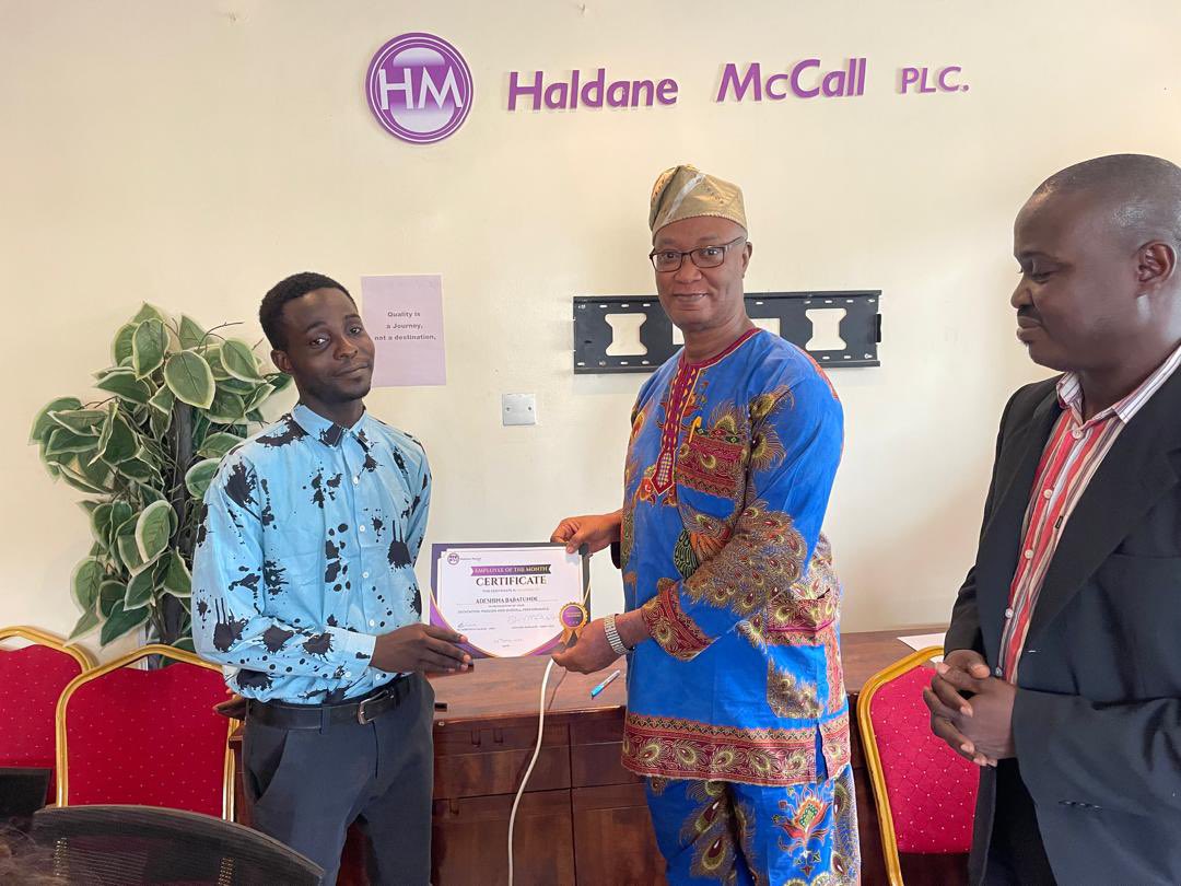 edwardakinlade's tweet photo. Haldane McCall PLC

Employee of the month award. 

I celebrate with the winners for the month of March, their Dedication and Commitment is worth appreciating. 

Suru  express plus G.R.A.          
Alatise Bose

Suru express plus Ikorodu 
Omirigbe Andrew

Suru Express Hotel Surulere
Adeshina. Babatunde

Head office
Omoboye Funke

Suru security limited 
Ofaahi  Morisson Chukwuka