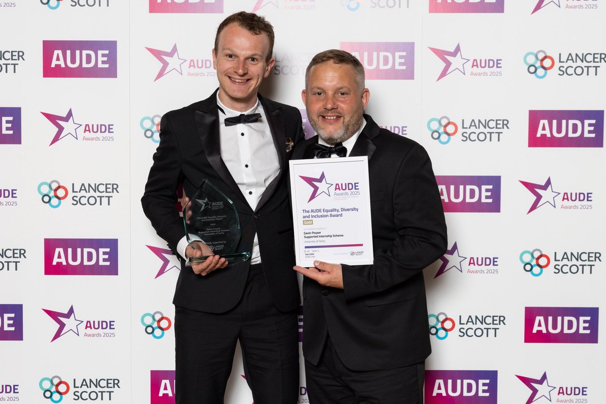 Gavin (@gavinpoyser) on Twitter photo Honoured to win the 2025 @AUDE_News Award for Equality, Diversity & Inclusion! This is a team win — made possible by the amazing mentors <a href="/DerbyUni/">University of Derby</a>. Proof that with goodwill, empathy & opportunity, people thrive. DM me if you want to know how we did it! #EDI #AUDE202 Honoured to win the 2025 @AUDE_News Award for Equality, Diversity & Inclusion! This is a team win — made possible by the amazing mentors <a href="/DerbyUni/">University of Derby</a>. Proof that with goodwill, empathy & opportunity, people thrive. DM me if you want to know how we did it! #EDI #AUDE202