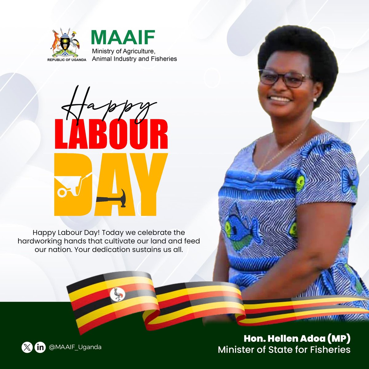 Today, we celebrate the hard work, dedication, and contributions of workers across Uganda. 
May your efforts be recognized and valued. Wishing you a well-deserved break and joyful celebrations!"
Happy Labor Day to you all.