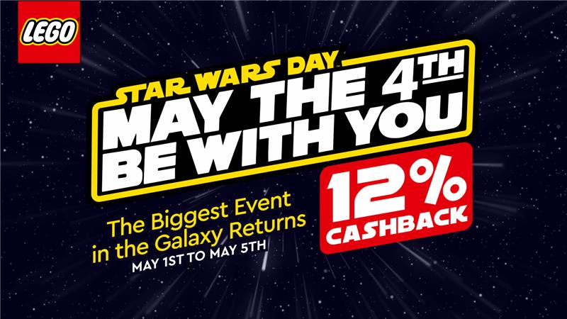 Hey members, EXCITING ANNOUNCEMENT! Starting today until May 5th - Lego is hosting one of the biggest events in the galaxy yet!
Enjoy 12% cashback with Complete Savings on sets and May the 4th be with you! 👾

Visit completesavings.co.uk/Home/Events/0 to start your shopping today!
