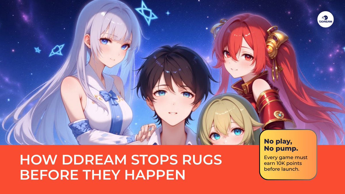 DDream_AI's tweet image. DDream stops rugs before they happen.

No play, no pump. Every game must earn 10K points before launch.

Low-effort rugs get filtered. Only viral waifus survive.

It’s degen-proof, simp-tested, and waifu-approved.