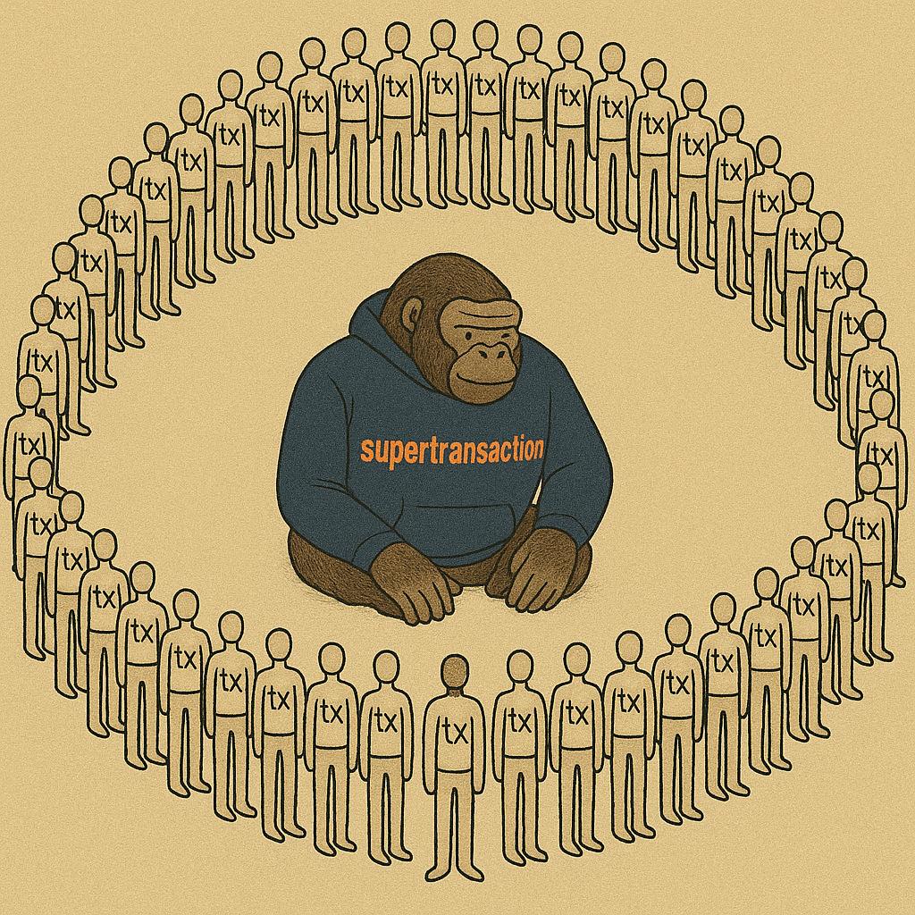 100 men vs 1 gorilla, when applied to the Biconomy case.

Here's what 100 regular transactions to a supertransaction look like 👇🏼