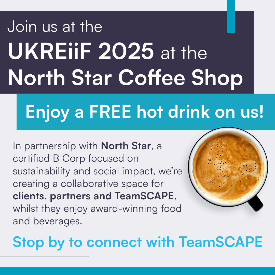 May is here, and you know what that means — <a href="/UKREiiF/">UKREiiF</a> is just around the corner, and TeamSCAPE is back! ☕🥐 

Join us for FREE hot drinks at North Star Coffee Shop, where sustainability meets social impact. Let's chat about our UKREiiF 2025 plans! #UKREiiF #Networking #CoffeeShop