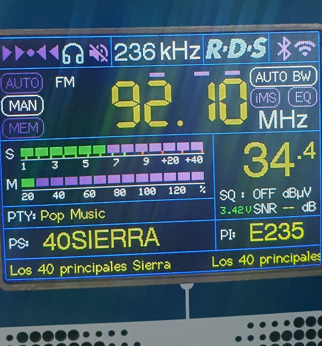 Algunos rds captado lejanos de ciudad real . Toledo o talavera. De radios que no se captan por dial saturados que entran muy bien en mi zona de recepcion. 106.8 radio 5 desde ciudad real (herencia) 90.0 los 40 talavera. 94.2 40 toledo. 92.1 40 sierra desde villalba entre otros...