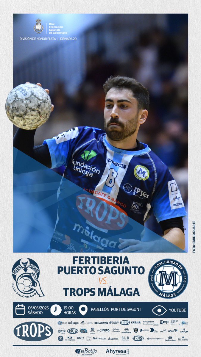 📣 Nuestro equipo de la División de Honor Plata juega este sábado (19 h.) su penúltimo partido de la temporada.

🚌 Viajamos a la Comunidad Valenciana. 

¡Vamos, <a href="/fTROPS/">TROPS</a>!

<a href="/deportemalaga/">Área de Deporte</a>
<a href="/MalagaDyE/">MLG Deportes y Eventos</a> 
<a href="/aytodebenahavis/">AytodeBenahavís</a> <a href="/diputacionMLG/">Diputación de Málaga</a> <a href="/DeportesDipMlg/">Diputación de Málaga es Deporte</a> 
<a href="/FundUnicaja/">Fundación Unicaja</a> 
<a href="/cesurformacion/">CESUR. Tu Centro Oficial de Formación Profesional</a>