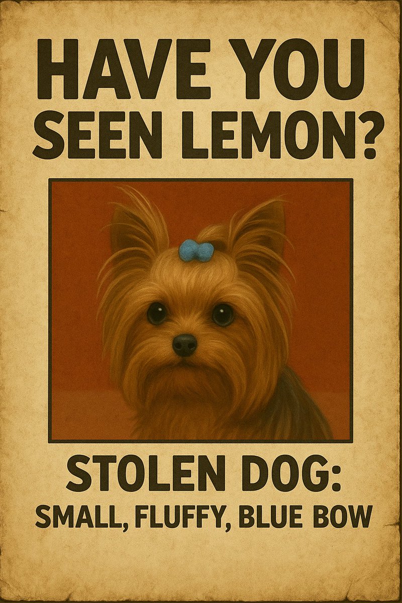 2espressoo's tweet image. STOLEN DOG ALERT
Her name is Lemon
Small. Fluffy. Blue bow.
Stolen out of a Tesla.
She could be anywhere…

But we’re everywhere.

The $ETH community doesn’t forget.
We don’t stop.
We FIND LEMON.

@lemonctoeth | $LEMON
#FindLemon #ETH #HaveYouSeenLemon #MemeRaid #CryptoOGs