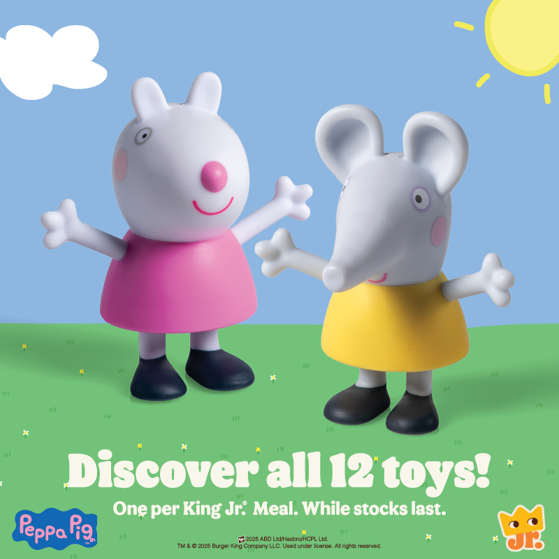 Don't limit your fun, choose the Happiest Meal in Town and collect all 12 Peppa Pig toys that are packed inside waiting to bring delicious glee.​👑♥️

#littleroyals #freetoys #peppapig