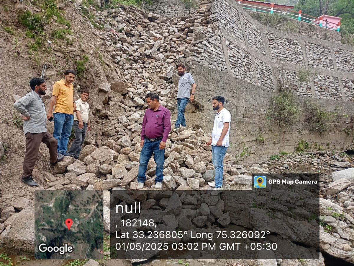 The Assessment Team visited the damaged site of the ground at Government HSS Dhandrath, Patwar Halqa Dhandrath, to evaluate the impact of recent rain,  flash floods and initiate necessary restoration measures.