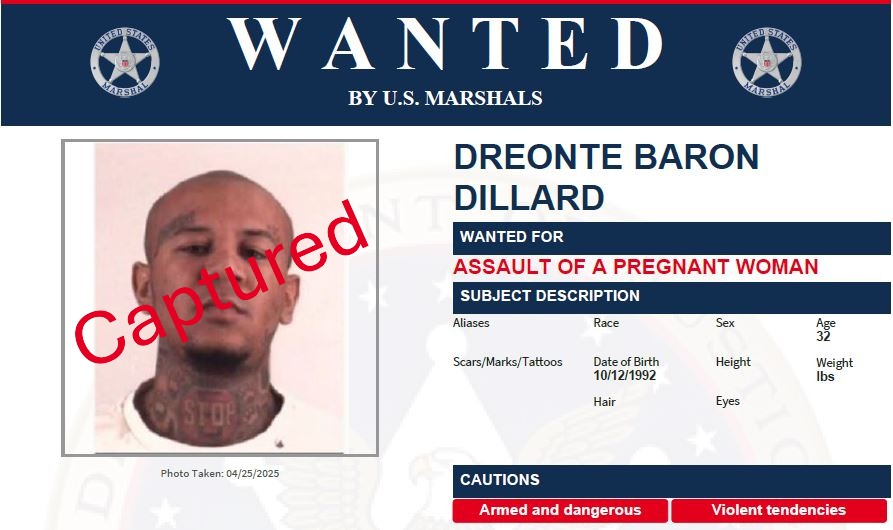 U.S. Marshals Service Dallas (@usms_dallas) on Twitter photo <a href="/USMS_Dallas/">U.S. Marshals Service Dallas</a> North Texas Fugitive Task Force is pleased to announce the apprehension of fugitive Dreonte Dillard, 32, who was wanted for Assault of a Pregnant Woman.  Dillard was arrested in Wichita Falls, TX. <a href="/USMS_Dallas/">U.S. Marshals Service Dallas</a> North Texas Fugitive Task Force is pleased to announce the apprehension of fugitive Dreonte Dillard, 32, who was wanted for Assault of a Pregnant Woman.  Dillard was arrested in Wichita Falls, TX.