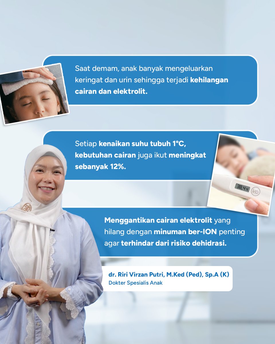 Jangan sepelekan dehidrasi saat anak demam ya, Moms! ⚠️

Ketika demam, pastikan anak tetap terhidrasi dengan POCARI SWEAT yang mengandung ION untuk mencegah risiko dehidrasi yang bisa terjadi.

#JagaCairanTubuh