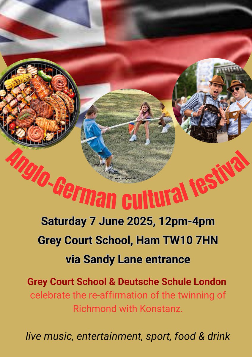 We're teaming up with <a href="/GermanSchoolLdn/">GermanSchoolLondon</a> to celebrate the re-twinning of <a href="/LBRUT/">Richmond Council</a> with <a href="/Konstanz/">Konstanz</a>. Come along and join the fun. <a href="/greycourtpa/">Grey Court School PA</a>. Helped by our community sponsors, <a href="/bigyellowss/">Big Yellow</a> Richmond's Civic Pride Fund and <a href="/ParkgateEstates/">Parkgate Estate Agents</a>