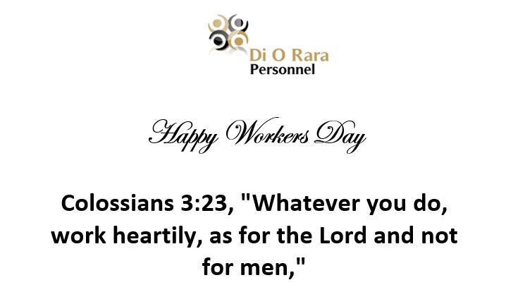 DORPersonnel's tweet photo. Happy Workers Day Everyone!

#MayDay2025 #WorkersDay #LabourDay #DiORaraPersonnel #1stMay https://t.co/nIbEmlmKC4