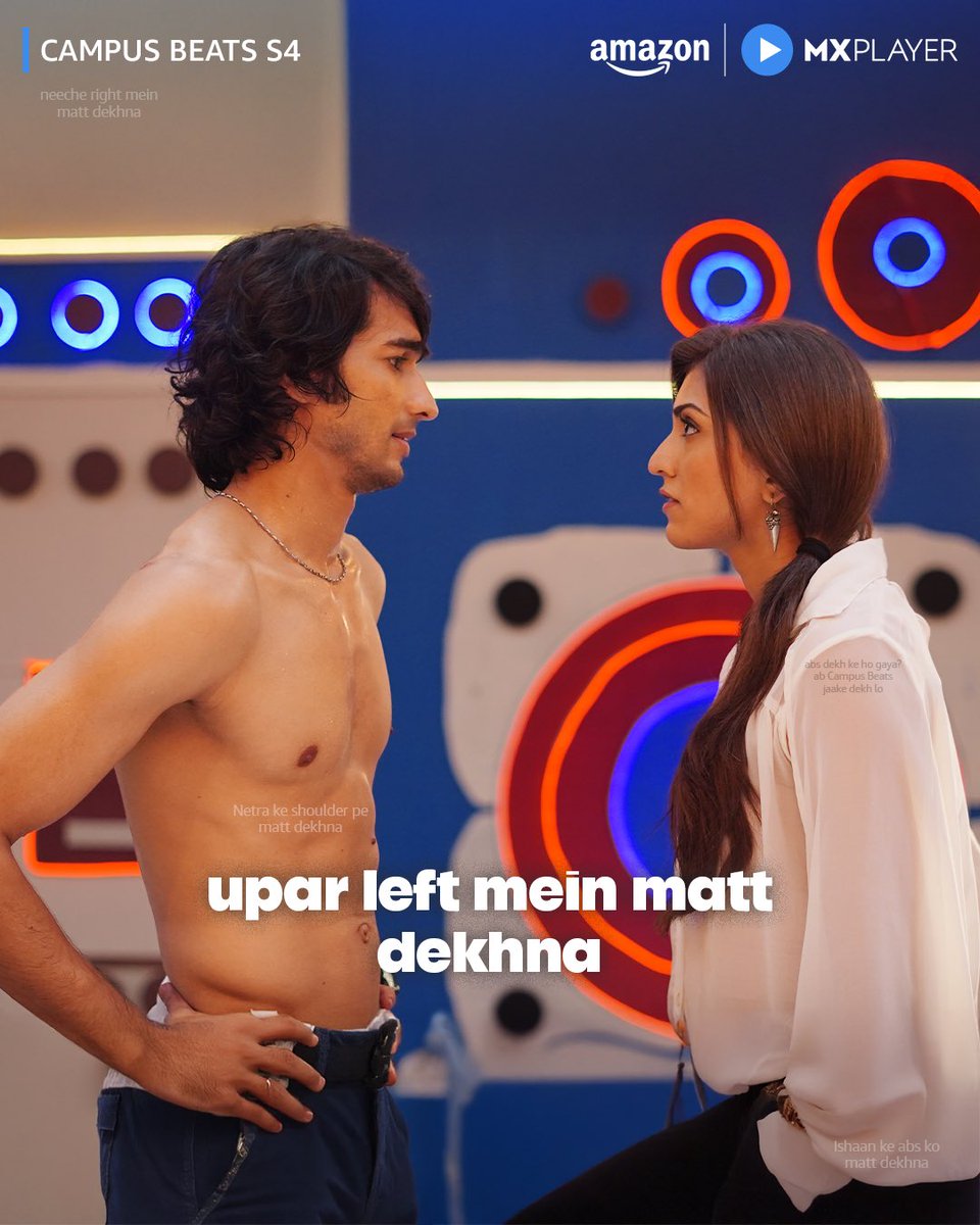 Amazon MX Player (@mxplayer) on Twitter photo nahi suna na? ab jo kaha hai wo karna padega 😌
watch #CampusBeatsS4 on Amazon MX Player for FREE 🆓🔥
<a href="/shantanum07/">Shantanu Maheshwari</a> #ShrutiSinha
#CampusBeats #CampusBeatsOnAmazonMXPlayer #AmazonMXPlayer #StreamingNow nahi suna na? ab jo kaha hai wo karna padega 😌
watch #CampusBeatsS4 on Amazon MX Player for FREE 🆓🔥
<a href="/shantanum07/">Shantanu Maheshwari</a> #ShrutiSinha
#CampusBeats #CampusBeatsOnAmazonMXPlayer #AmazonMXPlayer #StreamingNow