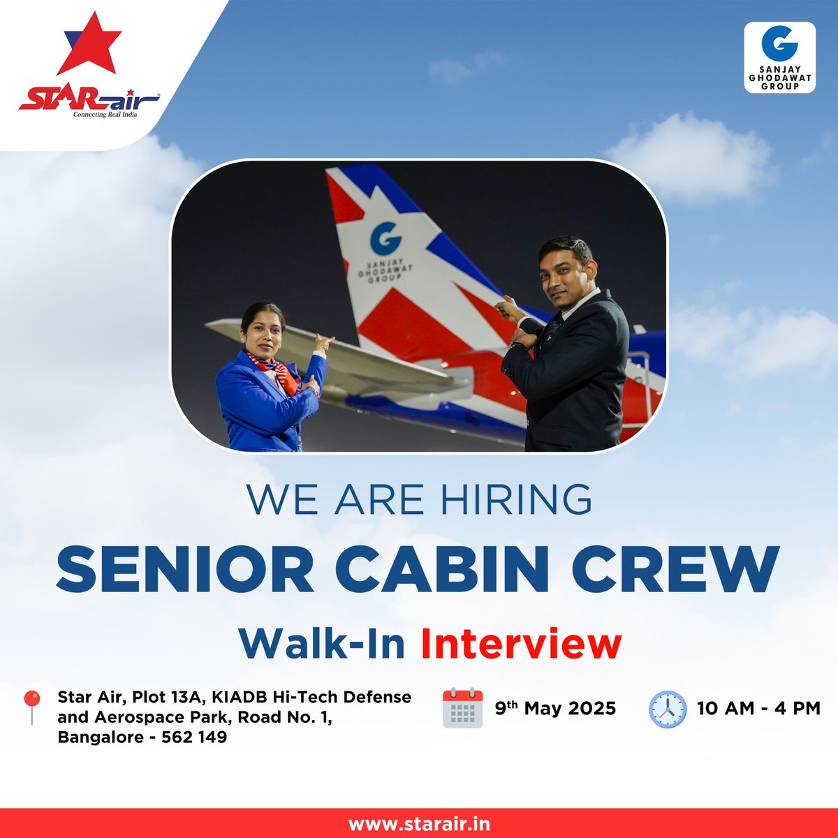OfficialStarAir's tweet image. Calling experienced flyers! Join us as Senior Cabin Crew and take your career to new heights.

#CabinCrew #AviationCareers #StarAir #HiringAlert #AviationIndustry #CareerOpportunity #FlyS5 #SanjayGhodawatGroup