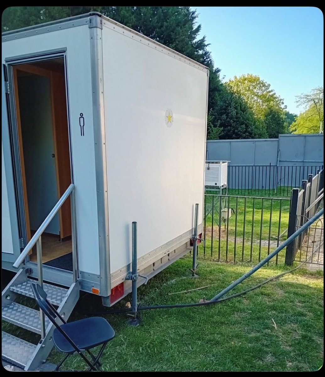 BGatesIsaPyscho's tweet photo. 🚨 Climate Change Hoax Scam

Here we have the MET (UK Meteorological Service) taking their official Temperature Gauge readings from St. James Park in Newcastle.

One problem - The Thermometer is surrounded by Diesel Generators, metal barriers & heat entrapping porta-cabins.

Now get ready for Legacy Media to relentlessly scream about the hottest April on record, when it’s been covered in cloud for the most part.

Other MET Office Thermometers have been located in among solar panels, next to electricity pylons & even on the Tarmac at airports.  What a SCAM.