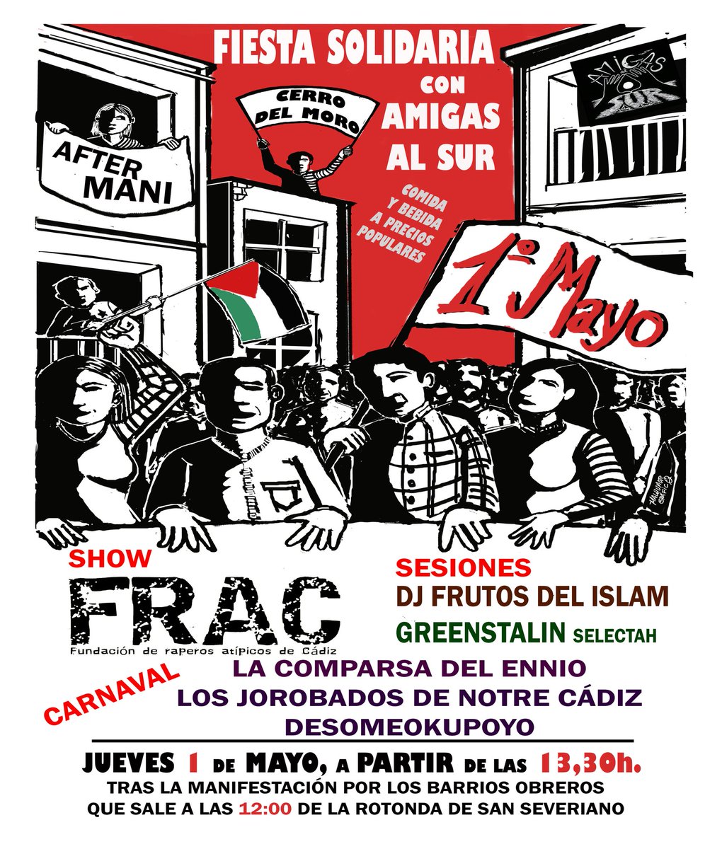 FRAC_oficial's tweet photo. Hoy #1deMayo nos vemos en el #CerrodelMoro tras las Manifestación por los barrios obreros, en #Cádiz
#DiaDelTrabajador
#DiaDelTrabajo
#Workinclass
#PrimaveraFRAC2025 https://t.co/J00Ff7DvoY